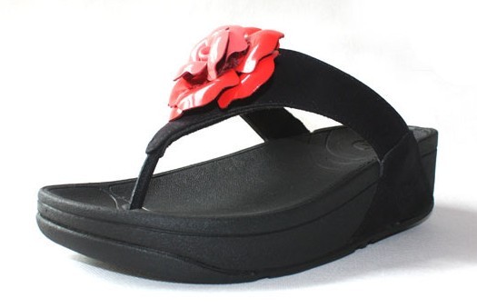 Fitflop Womens Floretta 2 Black Red Flower Slipper